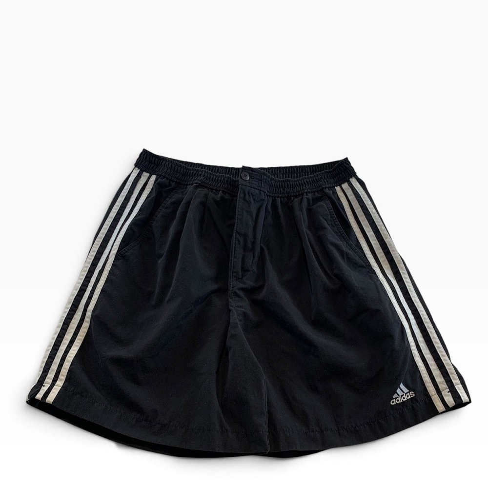 Adidas Shorts Mens XL Black 3 Stripe Vintage Taiwan 90's Gorpcore Blokecore